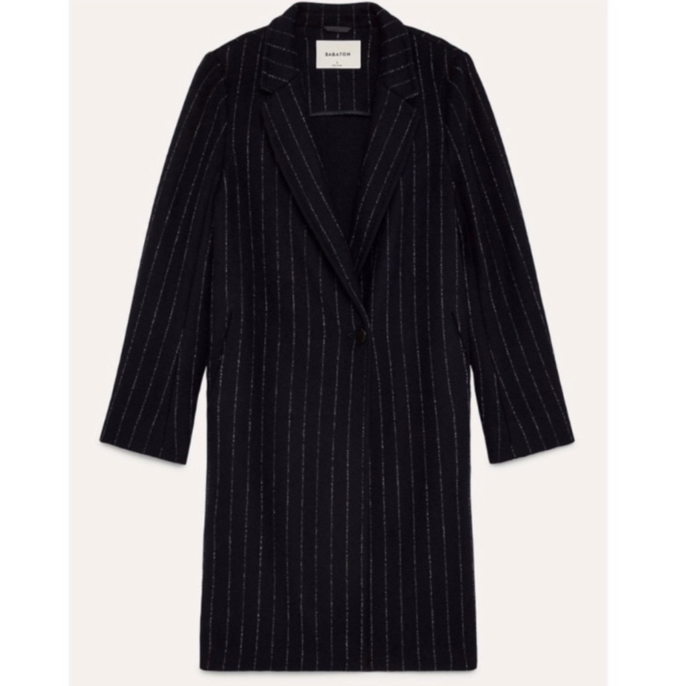 Aritzia - Babaton Stedman Coat (Small, Navy, Pinstripe)